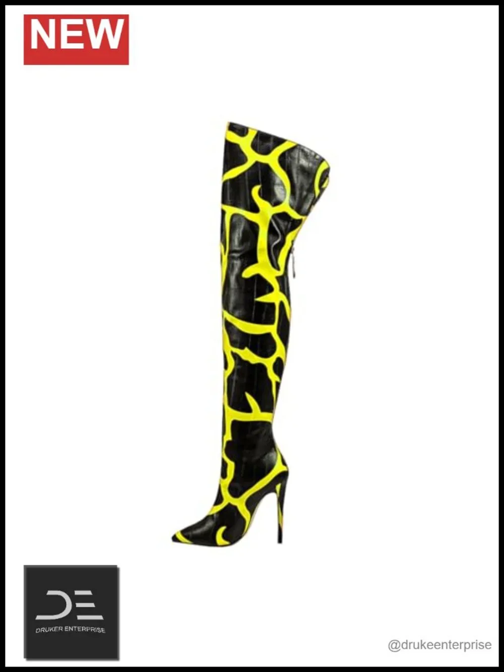 Over the Knee Thigh High Boots - Stiletto Heel Pointed Toe Back Zip PU Leather